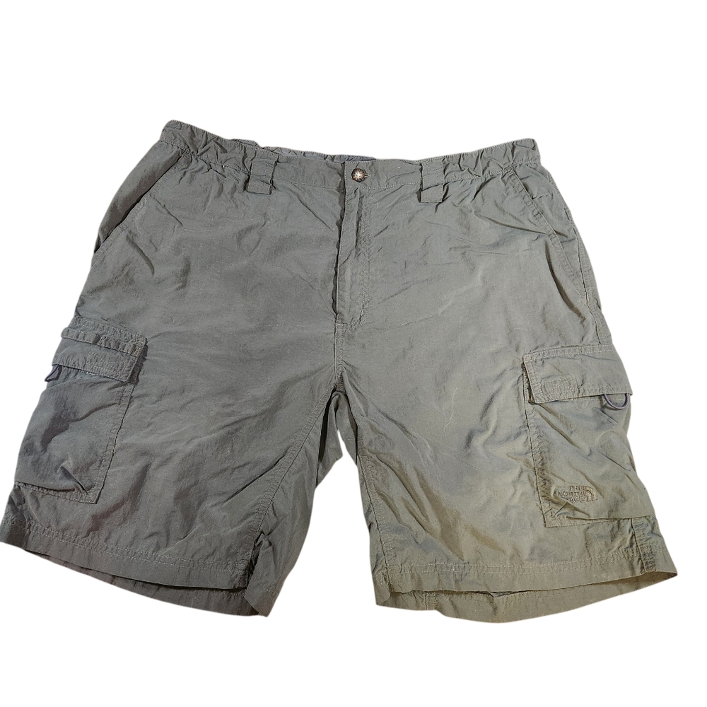 The North Face Mens XL 38" X 10" Olive Green Nylon Cargo Hiking Shorts Outdoor